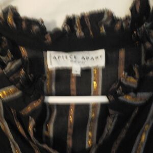 Apiece Apart Black Top with Gold and Brown Stripes